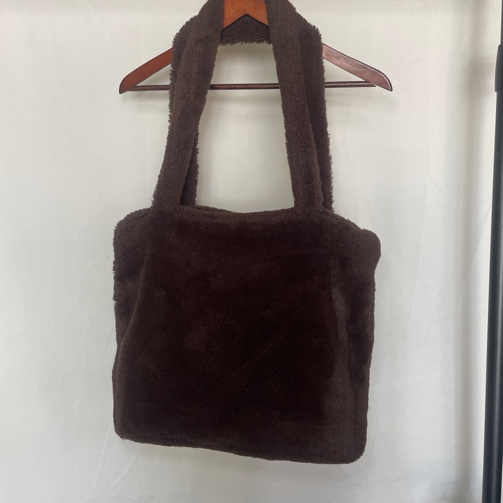 Fuzzy Brown Tote Shoulder Bag